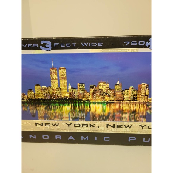 Vtg New York City 3 Ft. Wide Panoramic View 750 Piece Puzzle World Trade Center - Picture 5 of 7